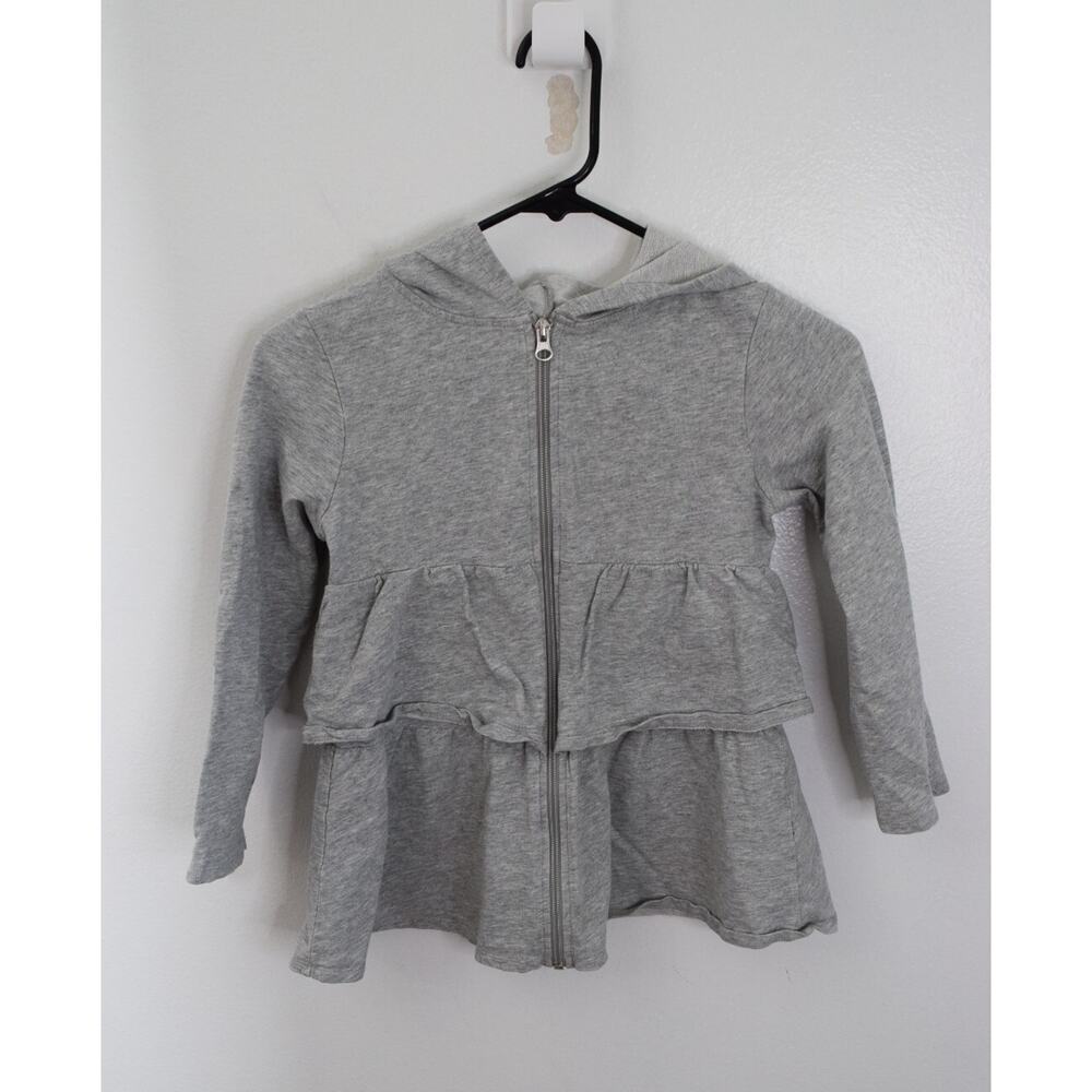 Garnet Hill Kids Sweatshirt Girls Large Gray Tiered Full Zip Layered
